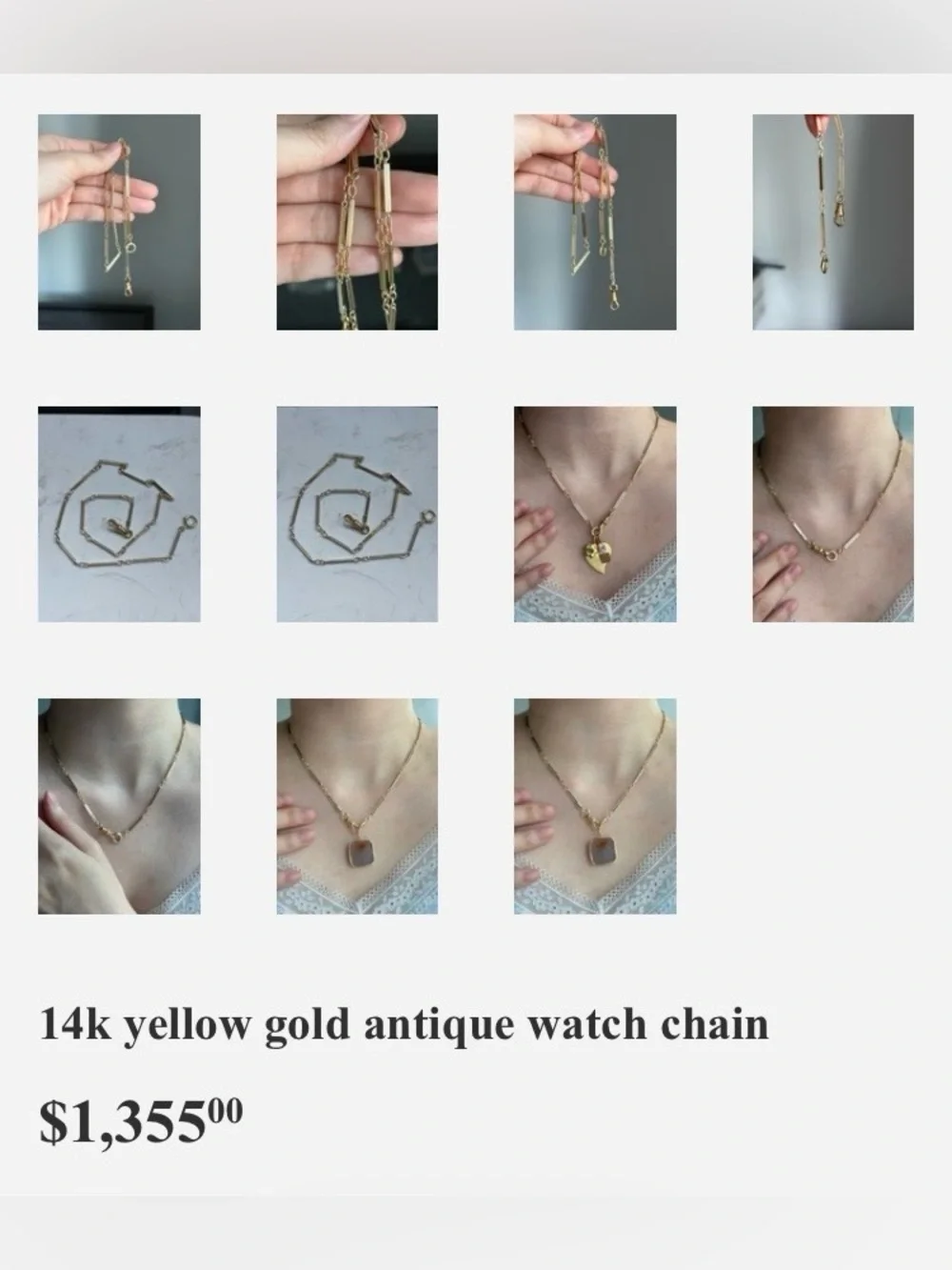 Elegant 14k Gold Bar Link Watch Chain Necklace - Women